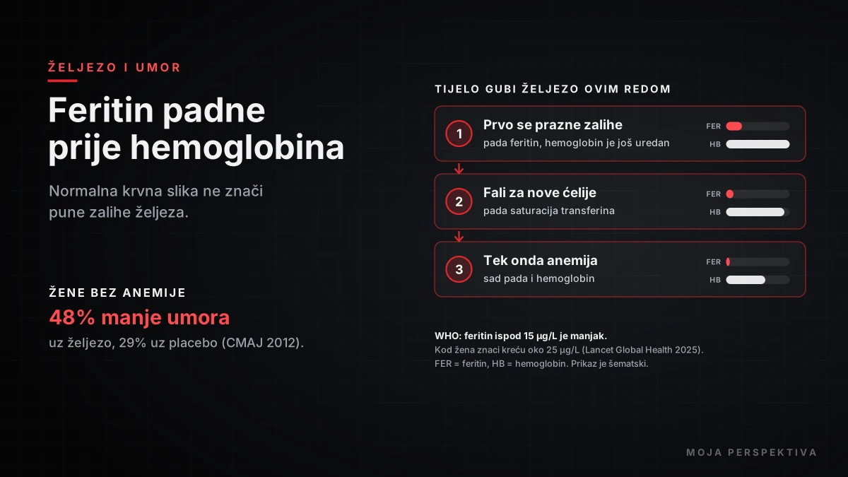 Željezo i umor feritin padne prije hemoglobina